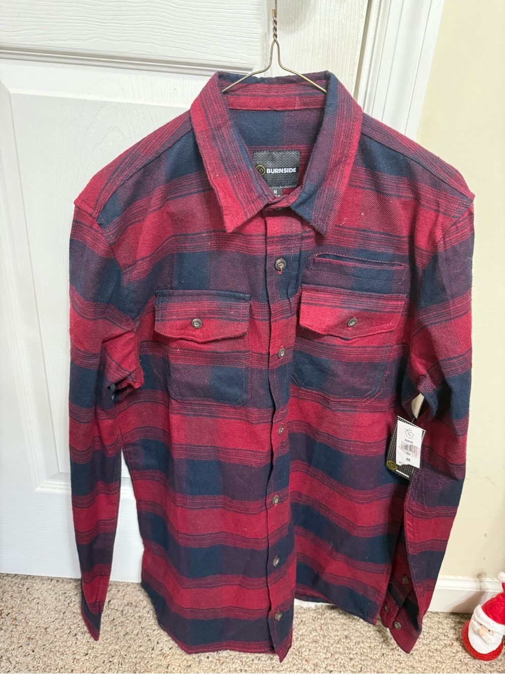 burnside Red and Navy Plaid Button-Down Shirt